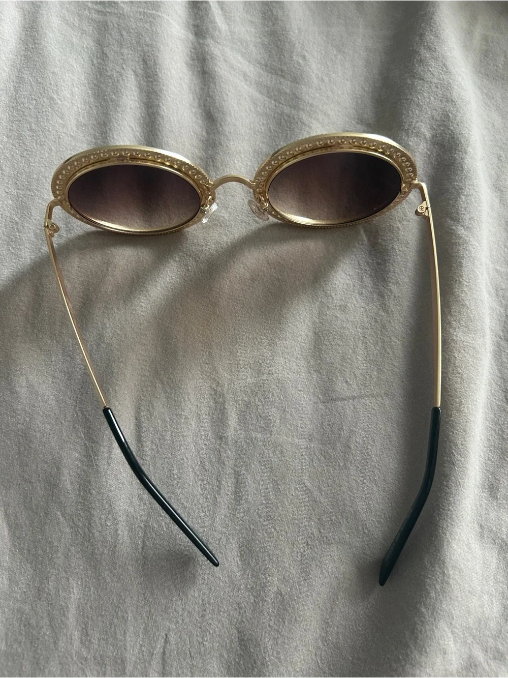 Round Multi-Accent Crystal Sunglasses - Brown Lenses